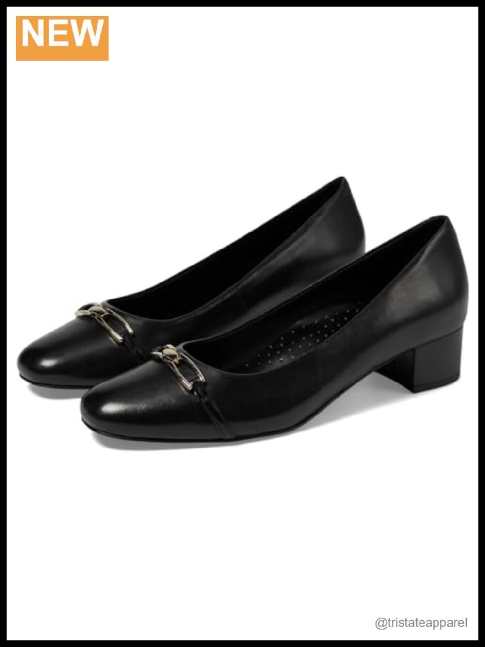Trotters Dakota Pump Leather Block Heel Round Toe Business Casual